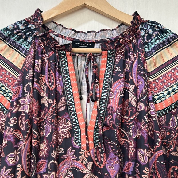 CURRENT AIR  WOMENS RACHEL TOP RUFFLE SLEEVE FLORAL SZ LG NEW - Picture 4 of 11